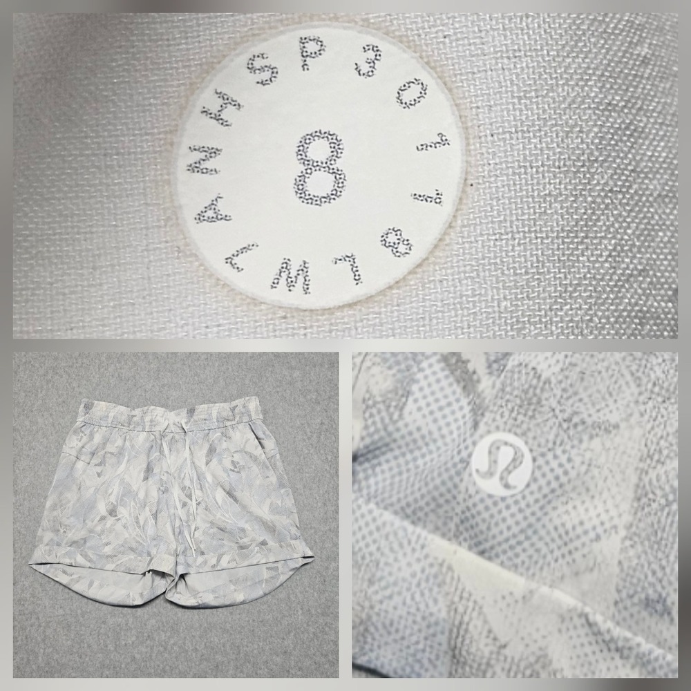 Lululemon Spring Break Away Short 4-way Stretch 3" Shadow Leaf Gray Sz 8